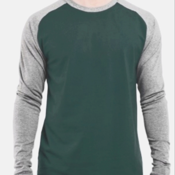 Mutual Weave Dark Sage Green Gray-Long-Sleeve Baseball Tee Jersey Shirt XL - Picture 11 of 12